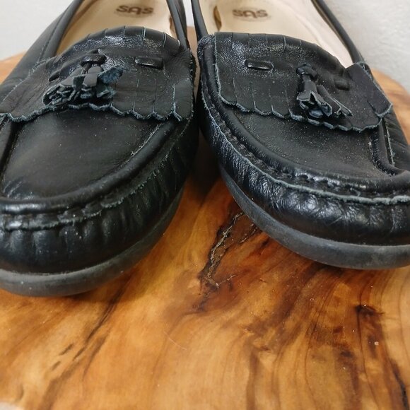 UEC SAS Black Leather Freetime Loafer Womens Slip On Comfort Shoe 7.5 M - Picture 2 of 8